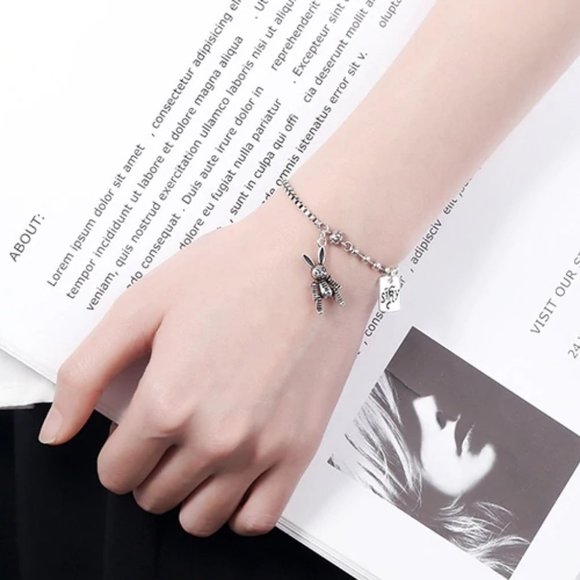 *NEW 925 Sterling Silver Vintage Rabbit Bracelet - Picture 2 of 9